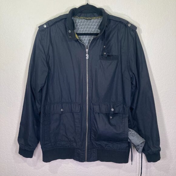 VON ZIPPER Black Removable Hood Bomber Utility Moto Streetwear Zip Up Jacket L - Picture 3 of 14
